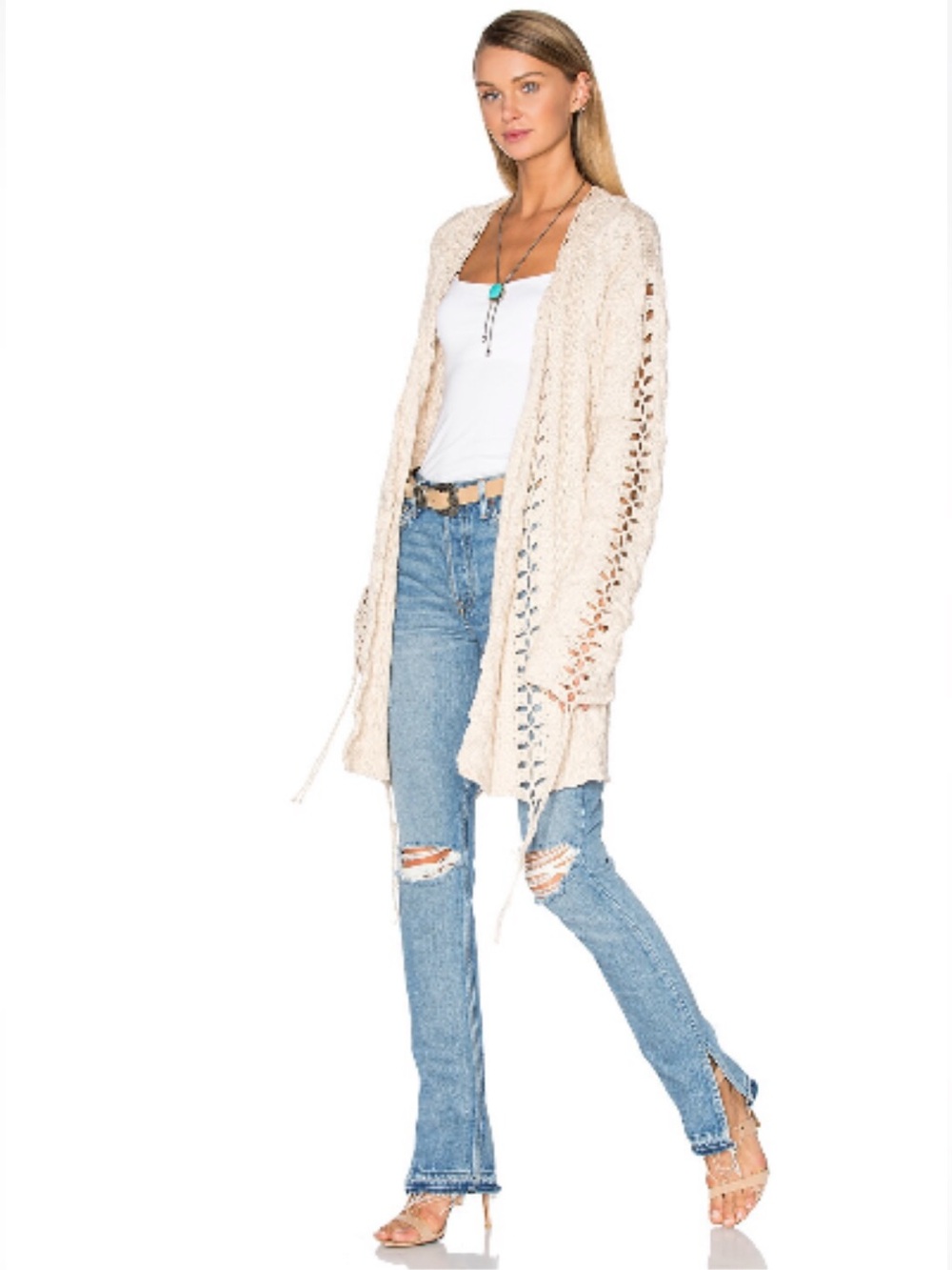 💥💥SALE!!💥💥Knitz Love And Lemons Wythe cable knit cardigan in Natural XS